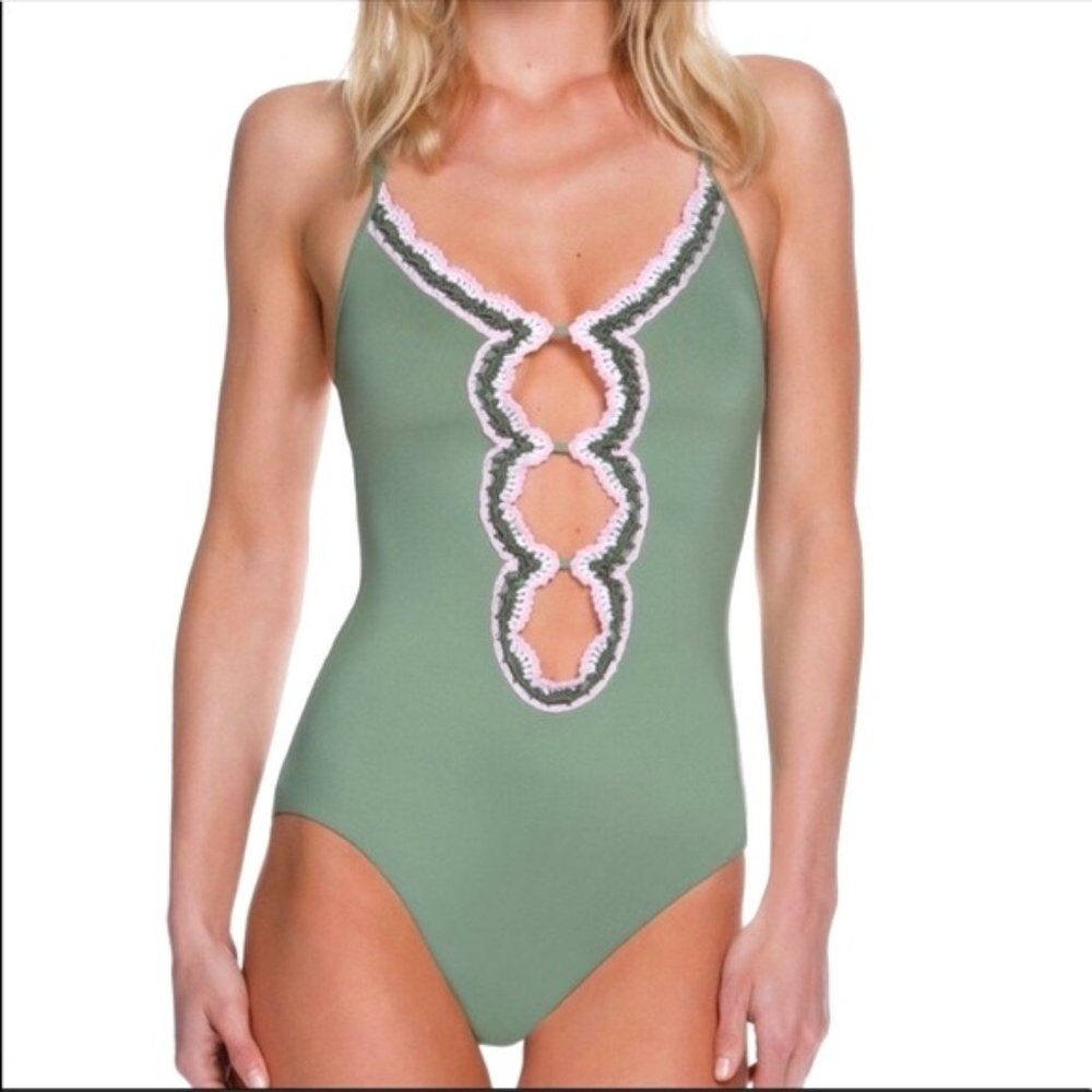 Becca Medina Crochet One Piece Swimsuit Gem